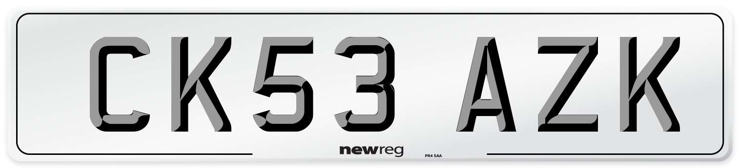 CK53 AZK Number Plate from New Reg